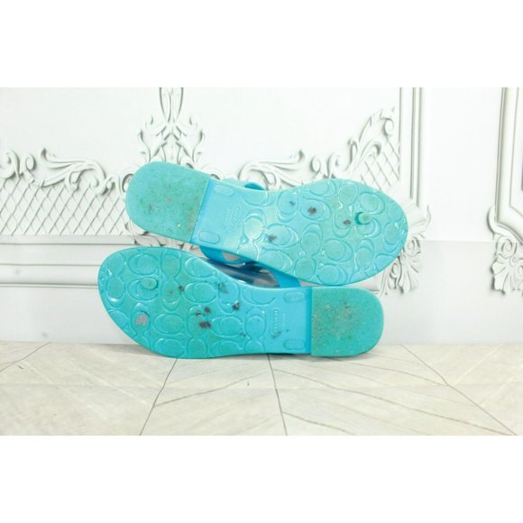Coach  Blue Jelly Slip On T-Strap Casual Thong Flats Sandals Size 8 - Picture 9 of 9
